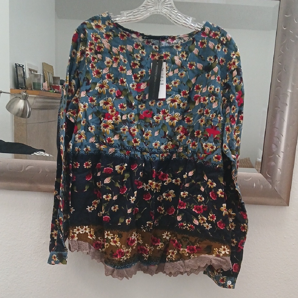 Floral Long Sleeve Blouse NWT
